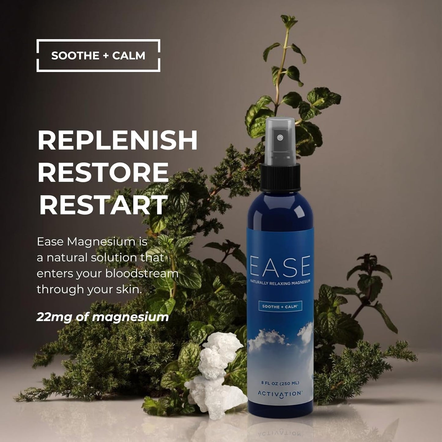 8 fl oz Magnesium Spray for Easy Activation | Fast Absorbing Chloride from Dead Sea | Enhanced Wellness
