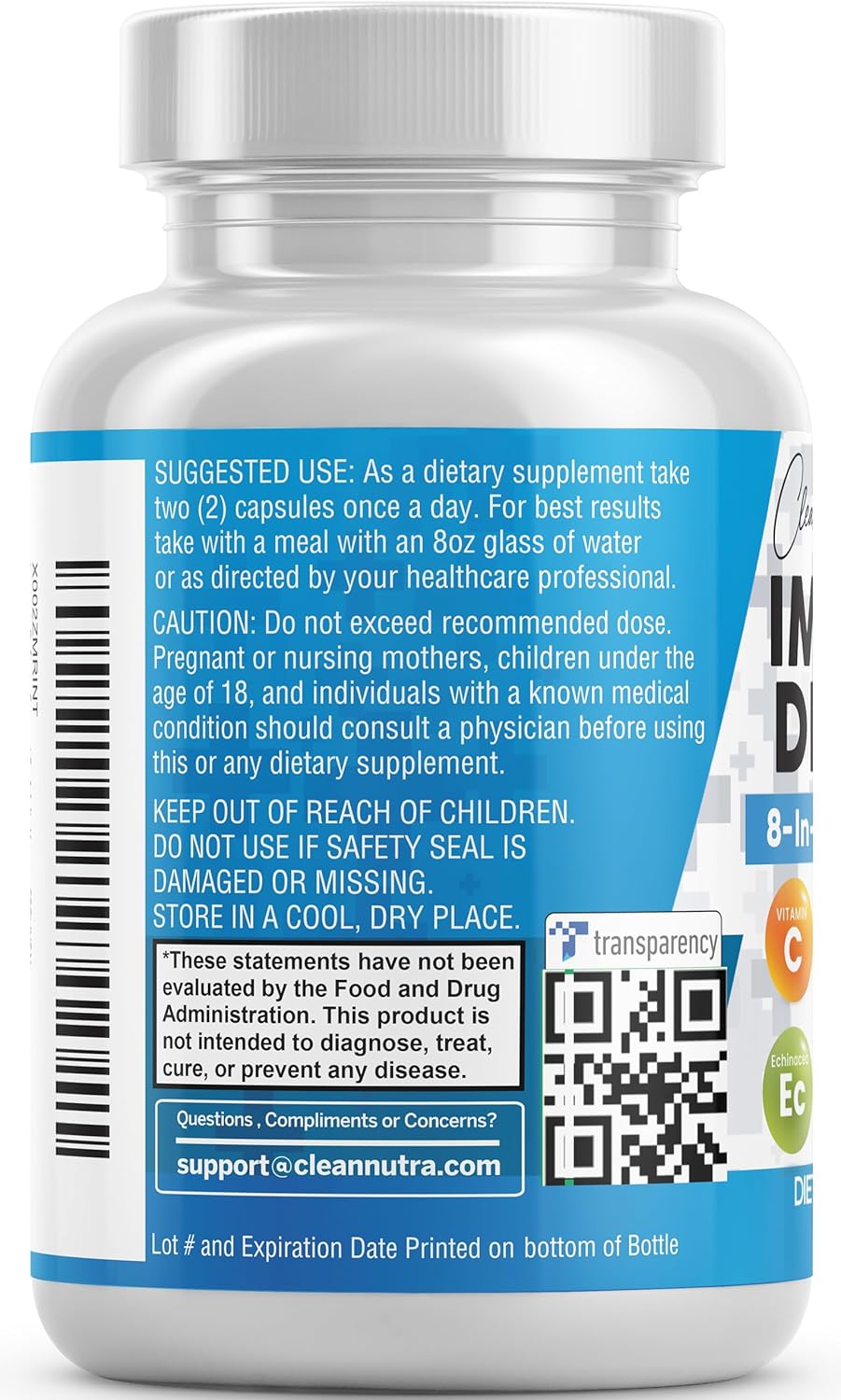 8-in-1 Immune Defense Supplement with Zinc, Quercetin, Vitamin C, D3, Elderberry & Ginger - Boosts Immunity for Adults - 60 Vegan Capsules