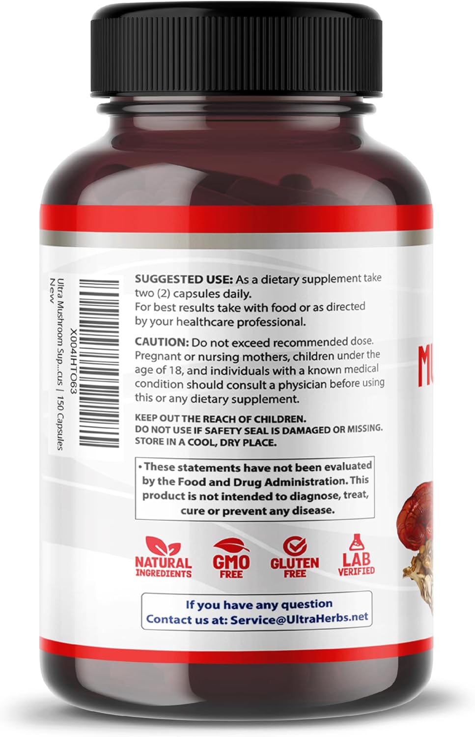 8-in-1 Mushroom Brain Supplement Complex with Lion's Mane, Cordyceps, Maitake - 150 Capsules for Enhanced Clarity and Focus