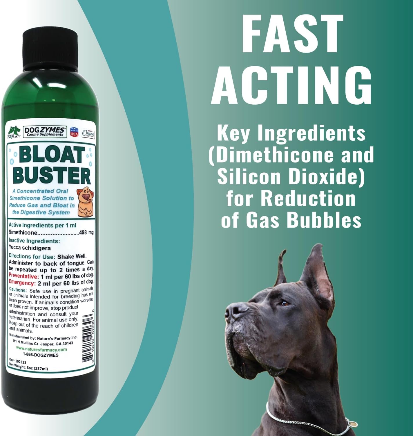 8 Ounce Dogzymes Bloat Buster Supplement for Dogs