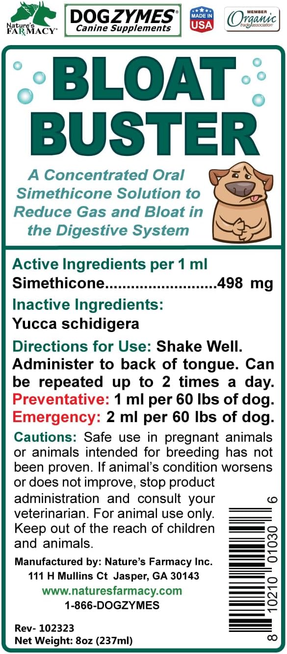 8 Ounce Dogzymes Bloat Buster Supplement for Dogs