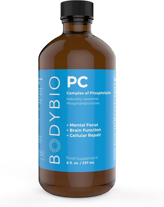 8 oz BodyBio Phospholipid Complex Brain Supplement - Boost Focus, Memory & Cellular Repair with Phosphatidylcholine - Nootropic for Healthy Aging