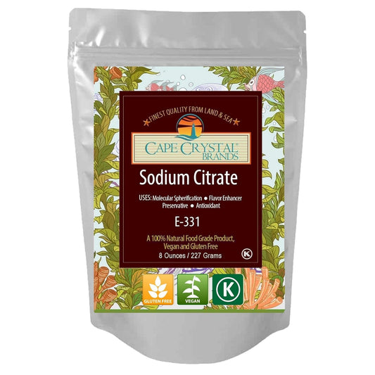 8 Oz Cape Crystal Sodium Citrate Food Grade - Prevents Early Gellation in Spherification - Kosher Certified