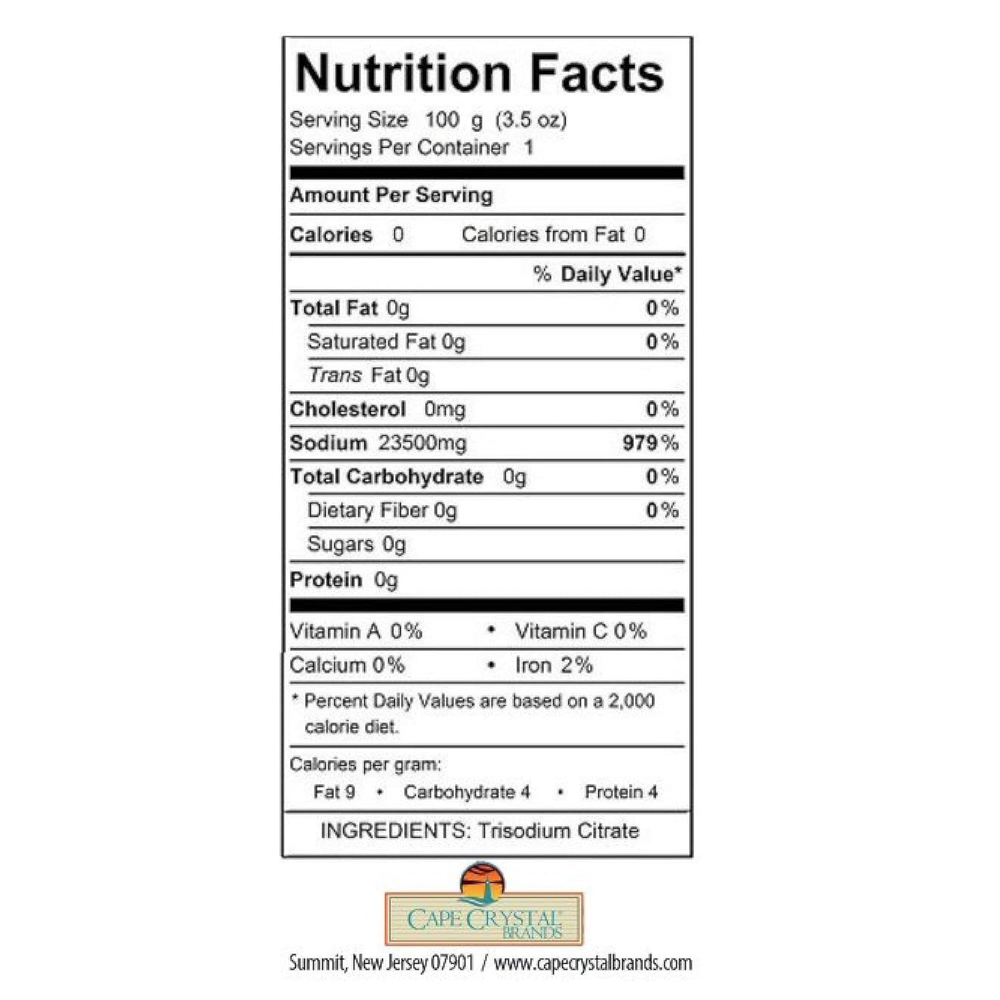 8 Oz Cape Crystal Sodium Citrate Food Grade - Prevents Early Gellation in Spherification - Kosher Certified