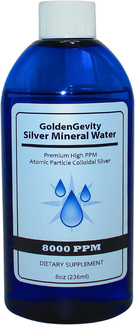 8 oz GoldenGevity Bioactive Atomic Colloidal Silver - 8000 PPM Trace Mineral Immune Support Supplement, Non-Toxic & Non-GMO