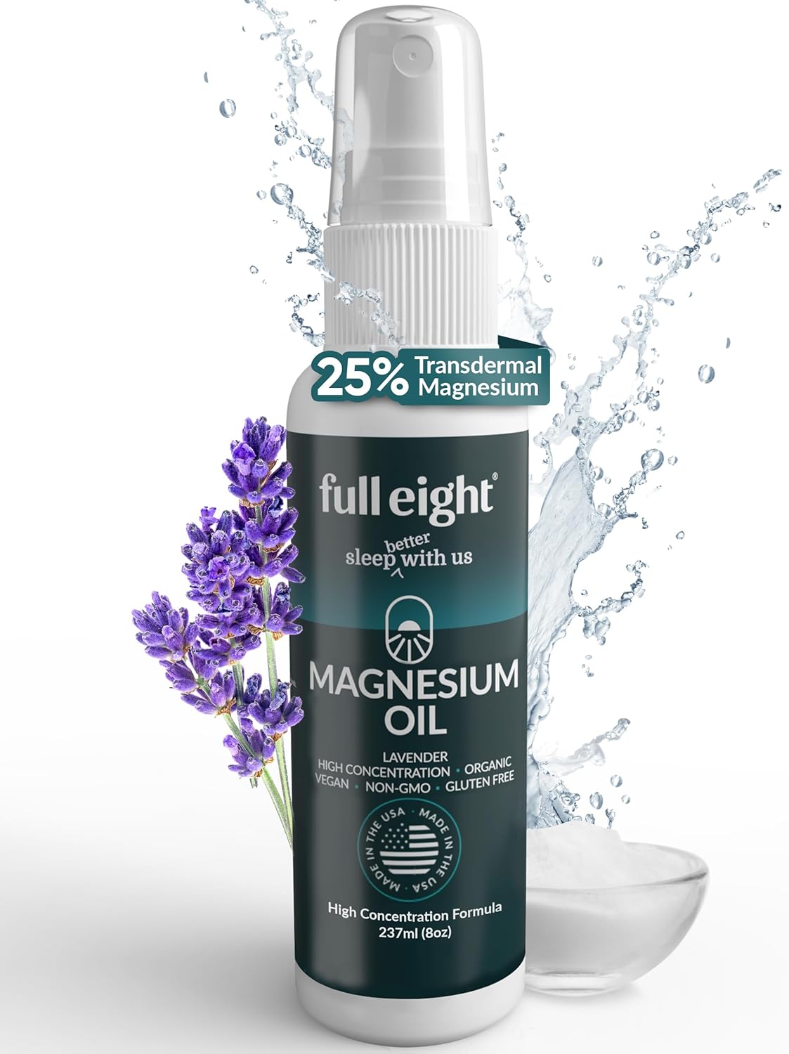 8 oz Magnesium Oil Spray & 4 oz Cooling Gel Bundle with Turmeric, Menthol, Aloe - Muscle Relief & Cramp Support