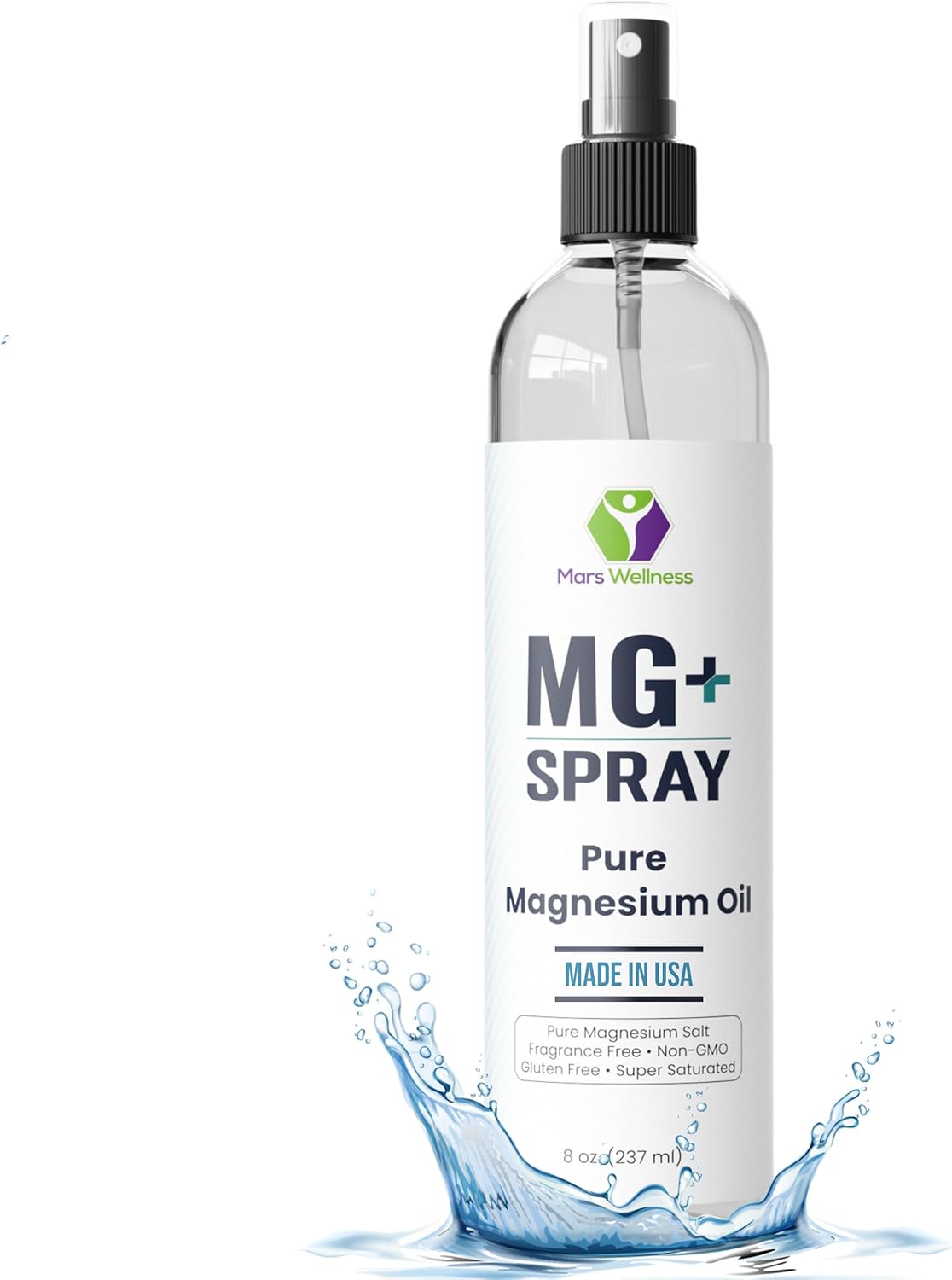 8 oz Mars Wellness MG+ Pure Magnesium Oil Spray - USA Made Muscle Relaxation and Rejuvenation Spray