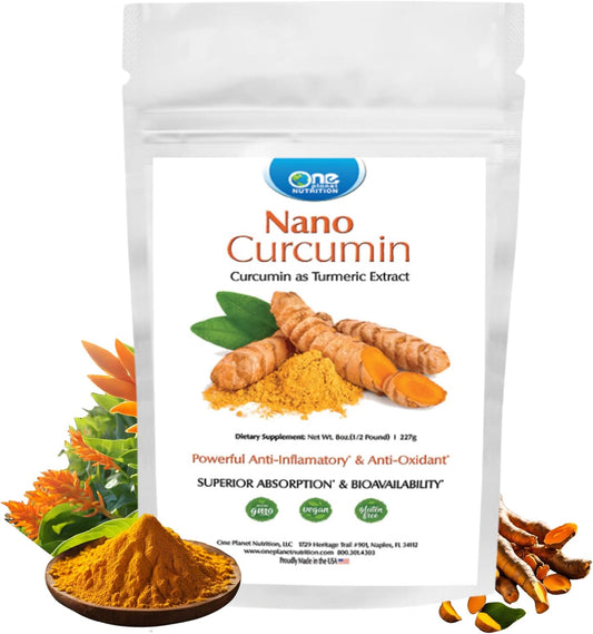8 oz Nano Curcumin Powder - Pure Turmeric Extract for High Absorption - Supports Anti-Inflammatory & Immune Health - 227 Servings - Non-GMO, Vegan, Gluten-Free