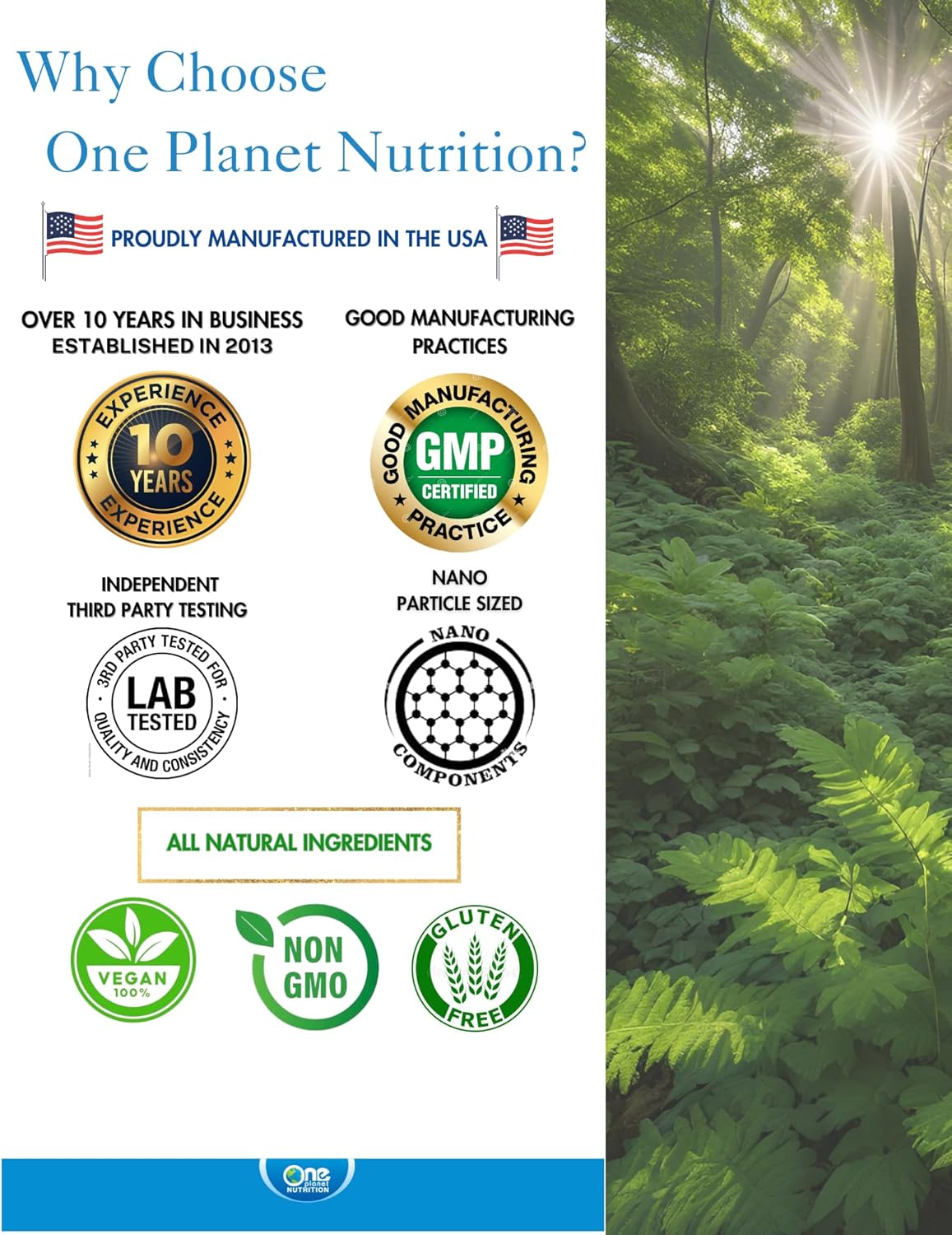 8 oz One Planet Nutrition Nano Gotu Kola Powder - 227 Servings, Enhanced Absorption, Brain Function & Collagen Synthesis Support, Non-GMO, Vegan, Gluten-Free