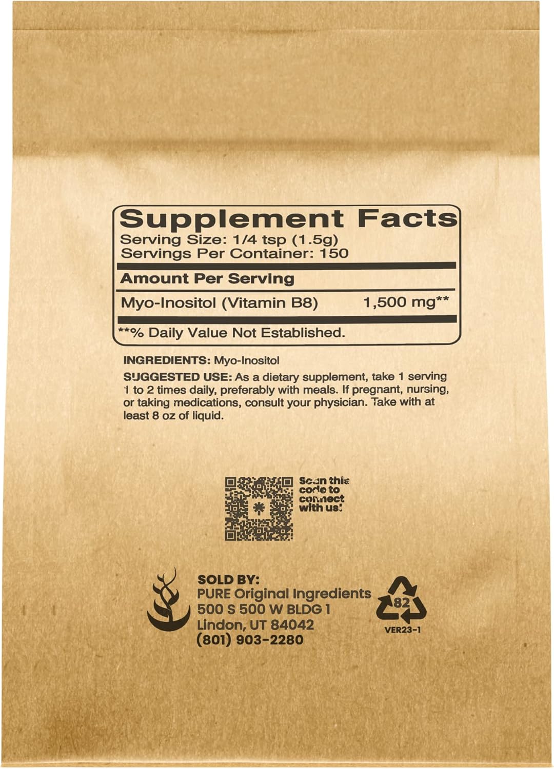 8 oz Pure Inositol (Vitamin B8) Powder - Lab Verified, No Fillers or Additives