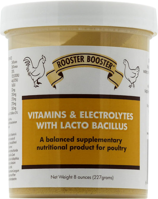 8 oz Rooster Booster Vitamins and Electrolytes with Lactobacillus - Natural Supplement for Poultry