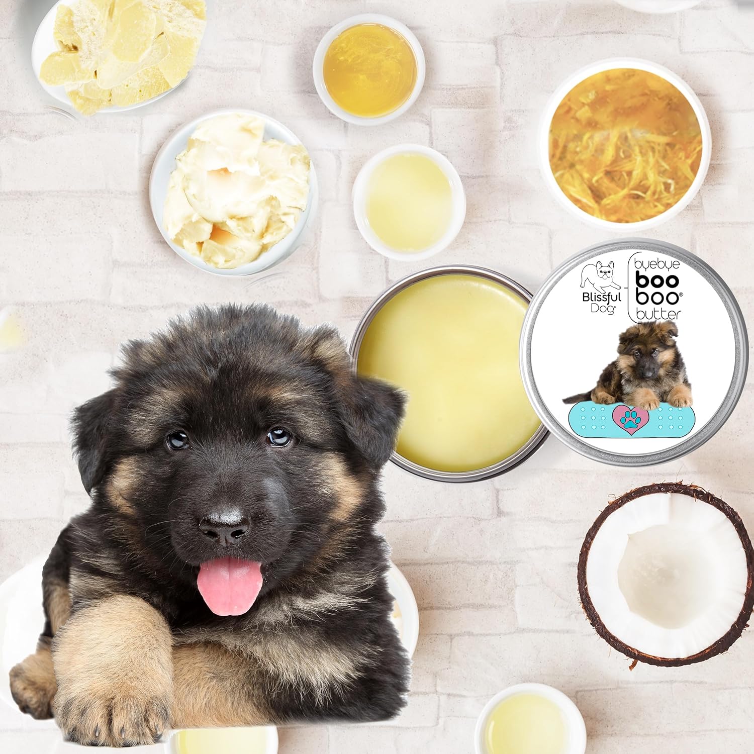 8 oz Tin of Blissful Dog German Shepherd Booboo Butter for Dry Skin Relief