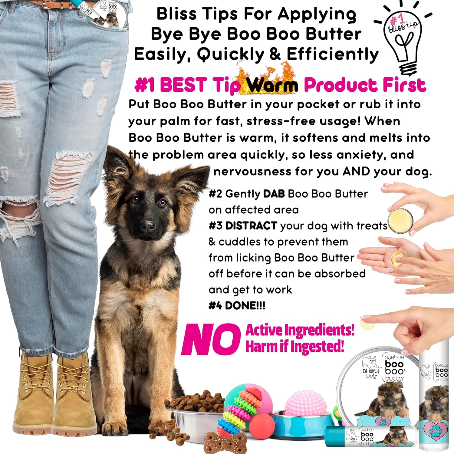 8 oz Tin of Blissful Dog German Shepherd Booboo Butter for Dry Skin Relief
