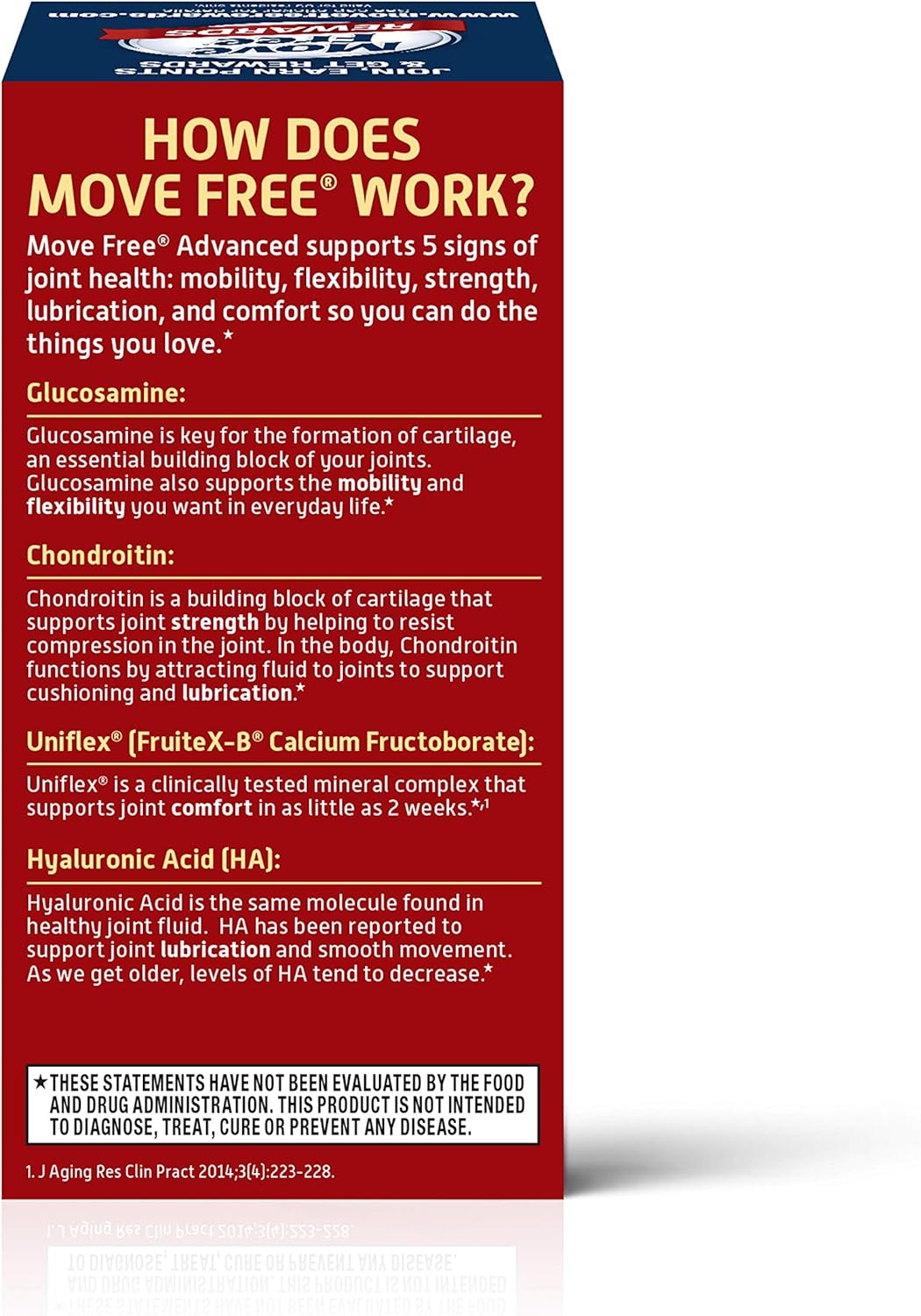 80 Count Move Free Triple Strength Joint Supplement with Glucosamine, Chondroitin, and Hyaluronic Acid