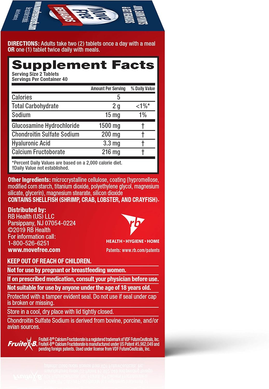 80 Count Move Free Triple Strength Joint Supplement with Glucosamine, Chondroitin, and Hyaluronic Acid