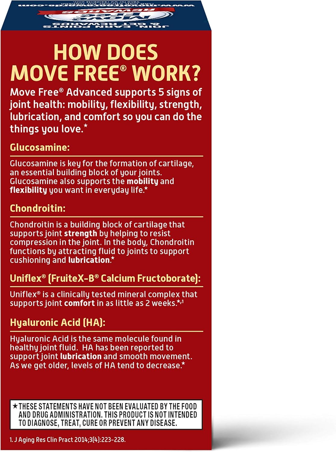 80 Count Move Free Triple Strength Joint Supplement with Glucosamine, Chondroitin, and Hyaluronic Acid
