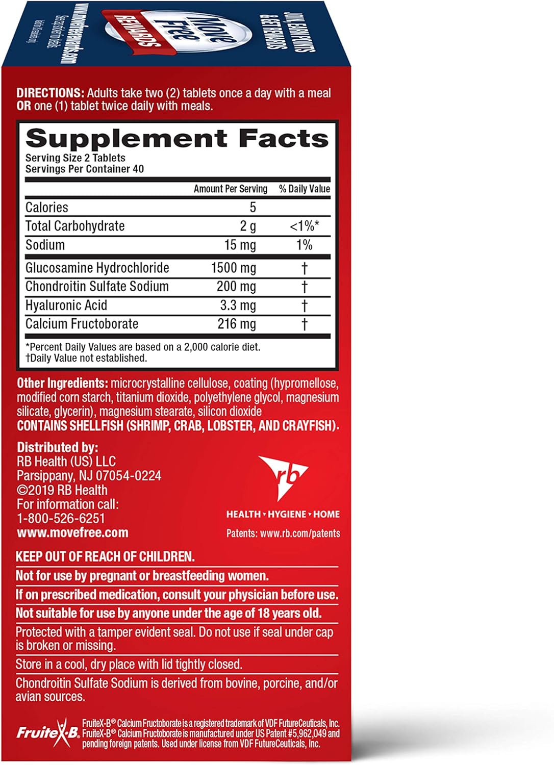 80 Count Move Free Triple Strength Joint Supplement with Glucosamine, Chondroitin, and Hyaluronic Acid