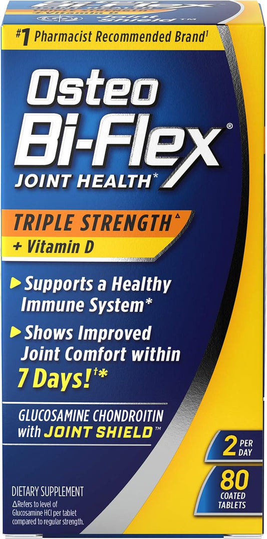 80 Count Osteo Bi-Flex Triple Strength(5) Joint Health Supplement with Vitamin D, Glucosamine, and Chondroitin, Coated Tablets