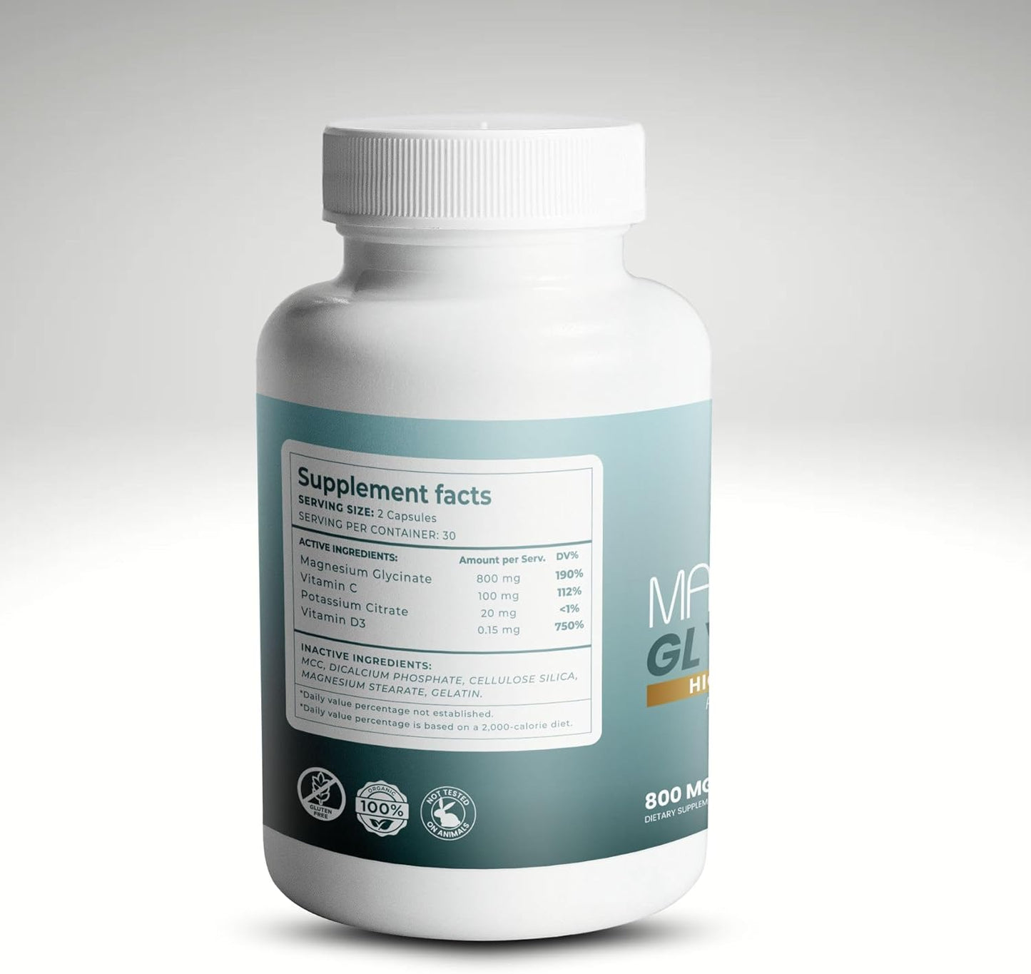 800mg Byblite Magnesium Glycinate for High Absorption - Promotes Wellness, Sleep, Muscle Function, Heart Health, and Stress Relief
