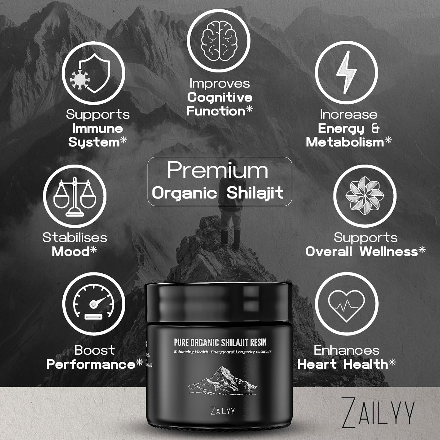 80g Pure Himalayan Organic Shilajit Resin Supplement with Fulvic Acid & Trace Minerals for Energy Booster