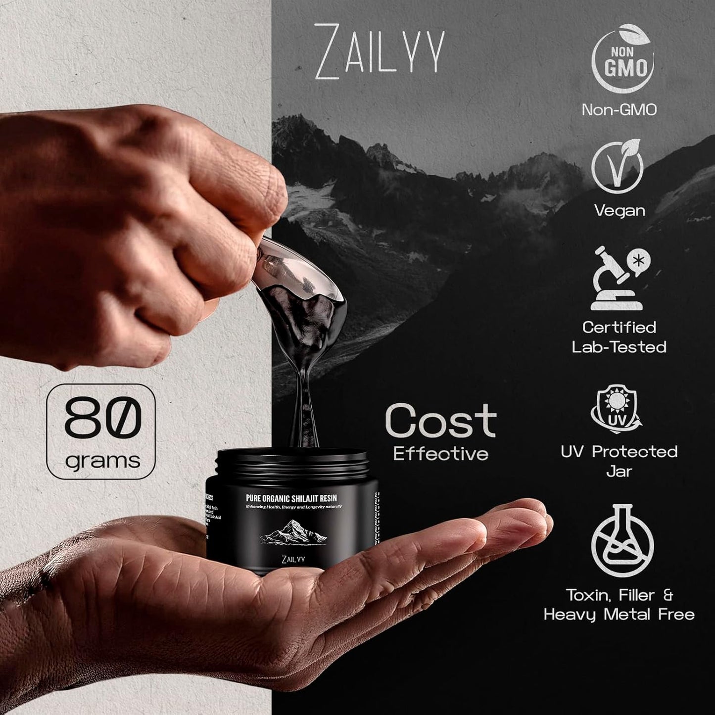80g Pure Himalayan Organic Shilajit Resin Supplement with Fulvic Acid & Trace Minerals for Energy Booster