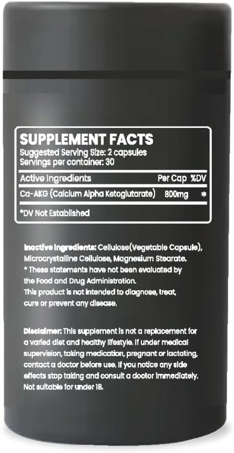 80mg Calcium Alpha-ketoglutarate (Ca-Akg) per 2 Capsule Serving by Live-Longer.net