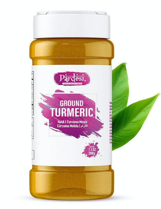 8.11 OZ Pardesi Turmeric Root Powder - 100% Pure Curcumin Ground - Non GMO Indian Turmeric Powder with Shaker Jar - Vegan & Gluten Friendly - Salt Free