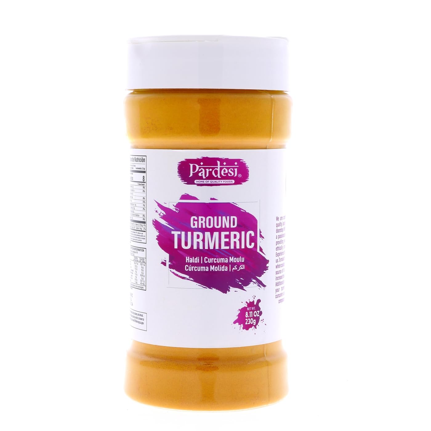 8.11 OZ Pardesi Turmeric Root Powder - 100% Pure Curcumin Ground - Non GMO Indian Turmeric Powder with Shaker Jar - Vegan & Gluten Friendly - Salt Free