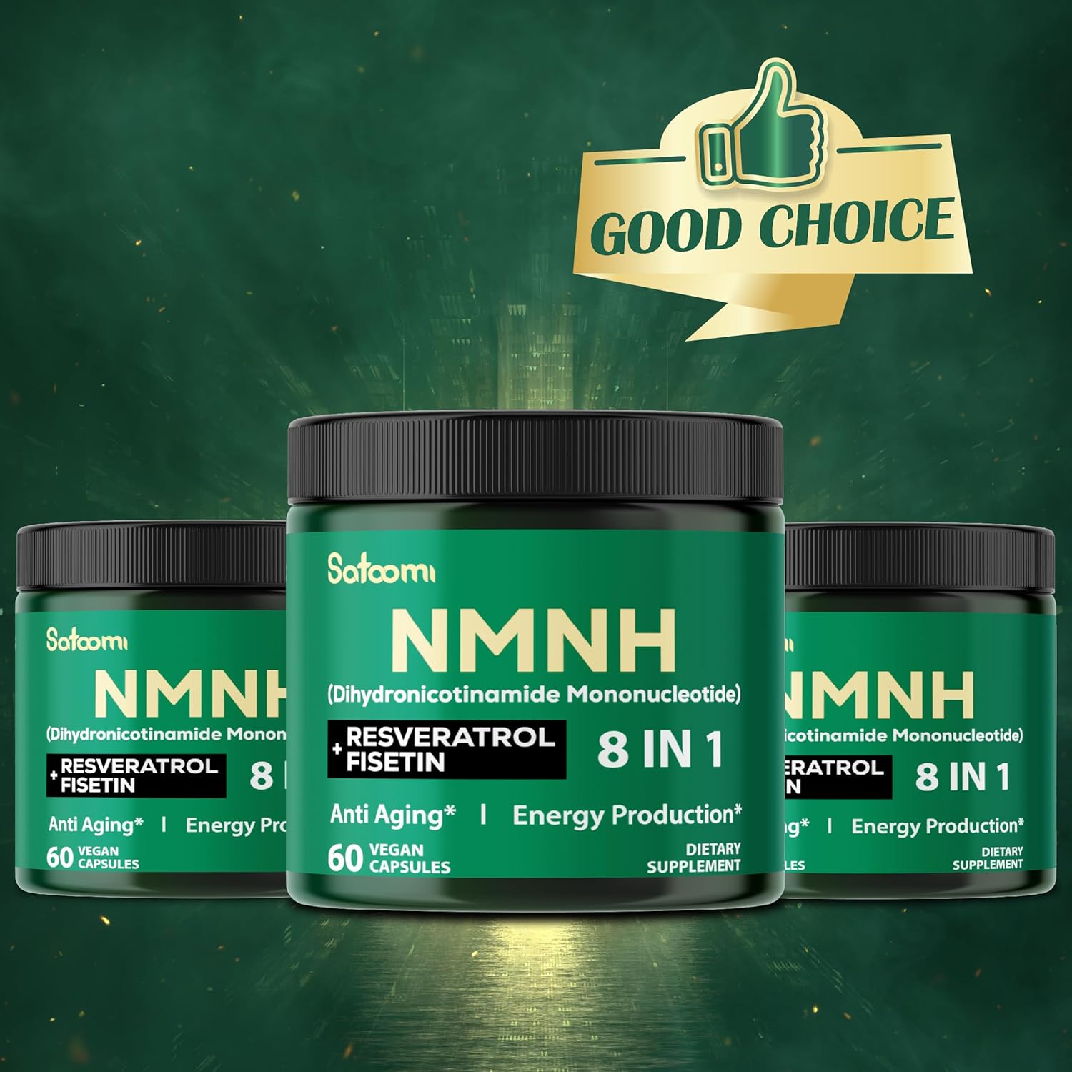 8in1 NMNH Supplement with NMN, NAD, Fisetin, Resveratrol, Quercetin, Turmeric, Berberine, Vitamin D3 - 60 Count