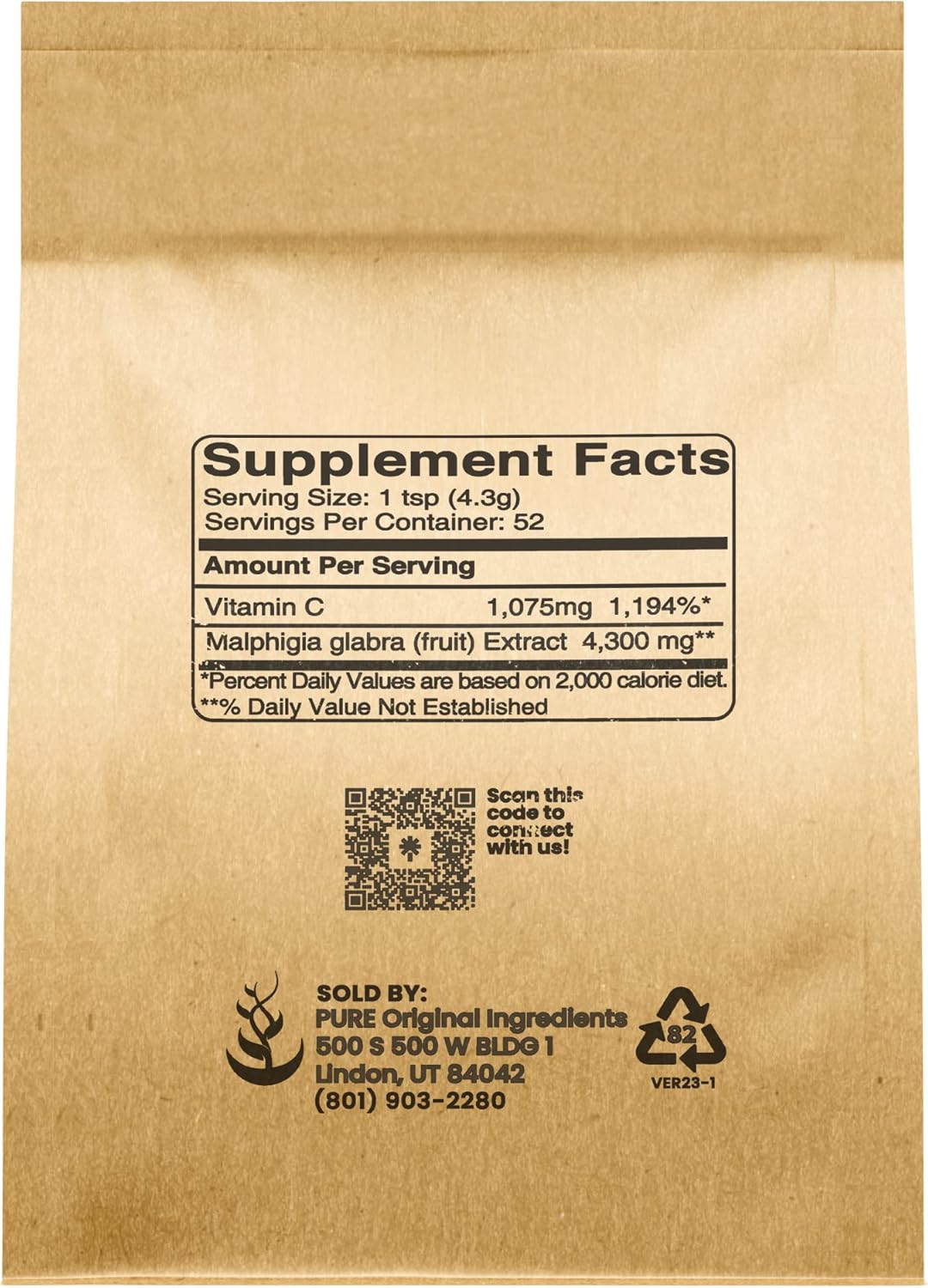 8oz Acerola Cherry Powder | Pure Original Ingredients | Non-GMO, Gluten Free | Eco-Friendly Packaging