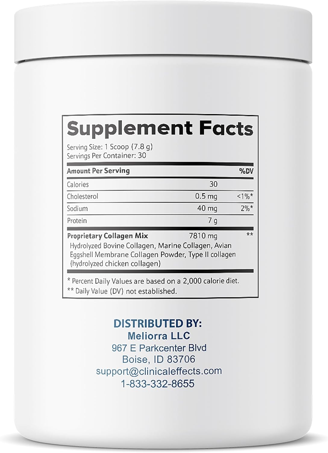 8oz Clinical Effects Multi-Collagen Powder with 5 Types for Joint, Bone, Skin & Nail Health - Fast Absorption - 30 Servings