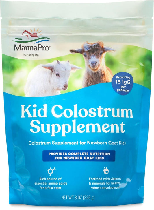 8oz Manna Pro Goat Kid Colostrum Supplement with Vitamins & Minerals - Supports Healthy Development in First 24 Hours