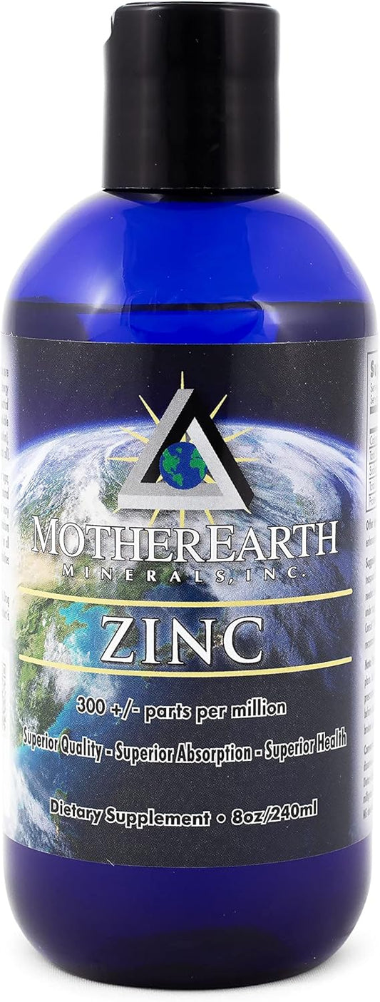 8oz Mother Earth Minerals Zinc - Antioxidant for Vitamins Absorption, Supports Growth & Tissue Health - 96 Servings