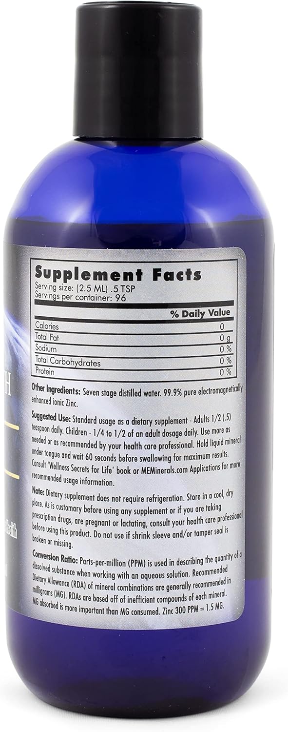 8oz Mother Earth Minerals Zinc - Antioxidant for Vitamins Absorption, Supports Growth & Tissue Health - 96 Servings