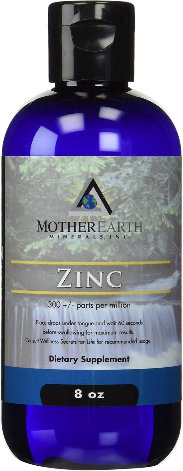 8oz Mother Earth Minerals Zinc - Antioxidant for Vitamins Absorption, Supports Growth & Tissue Health - 96 Servings