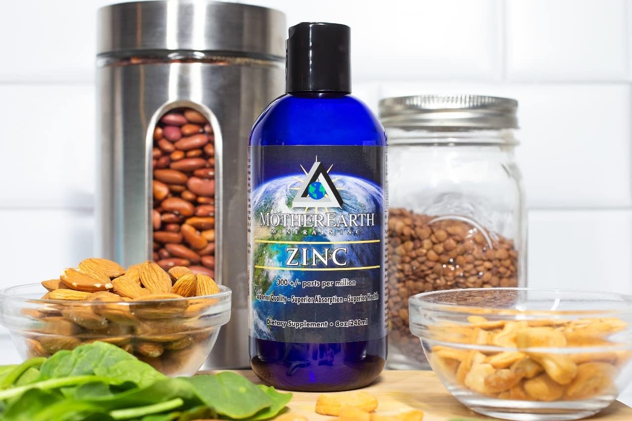 8oz Mother Earth Minerals Zinc - Antioxidant for Vitamins Absorption, Supports Growth & Tissue Health - 96 Servings