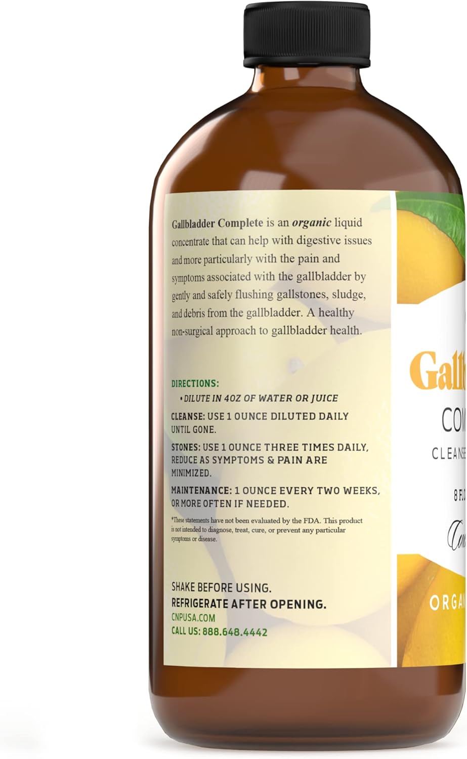 8oz Organic Liquid Concentrate Gallbladder Support Supplement - Natural Digestive Vinegar Bitters