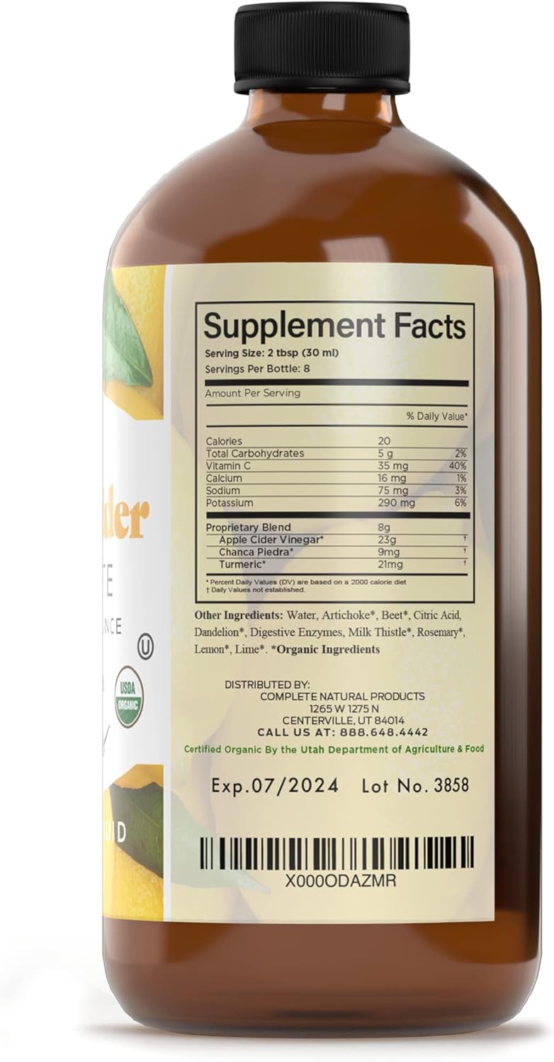 8oz Organic Liquid Concentrate Gallbladder Support Supplement - Natural Digestive Vinegar Bitters