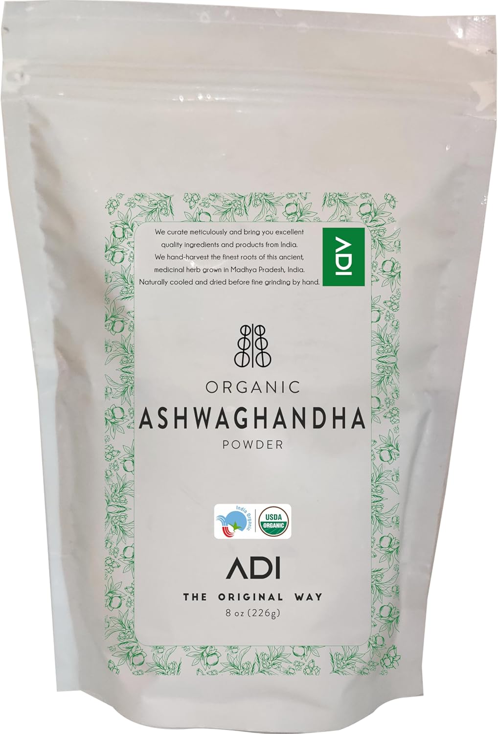 8oz USDA Certified Organic Ashwagandha Powder for Stress Relief, Sleep, Energy - No Additives