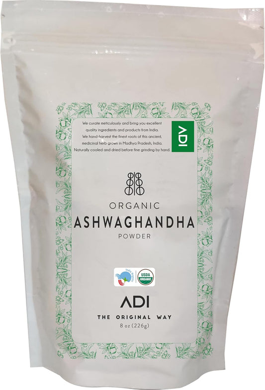 8oz USDA Certified Organic Ashwagandha Powder for Stress Relief, Sleep, Energy - No Additives