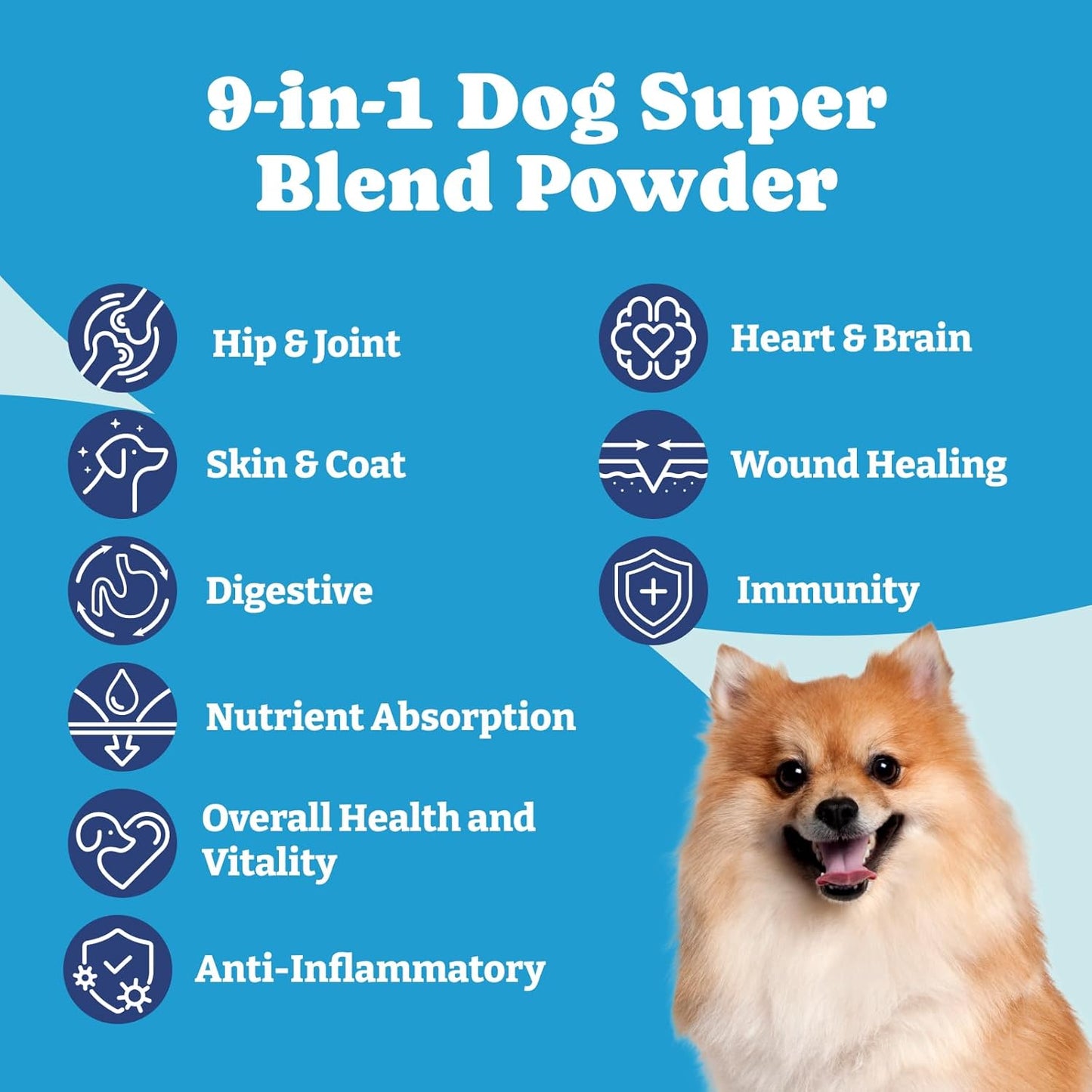 9-in-1 Dog Supplement Powder with Iceland Fish - Gut Health, Hip & Joint Support - 6.35oz Fish Flavor
