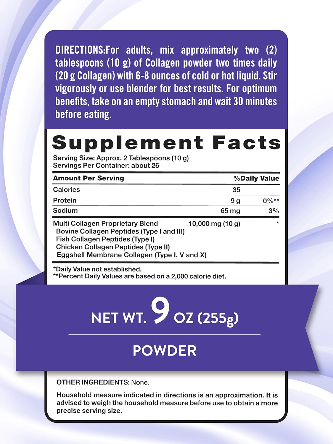 9 oz Nature's Truth Multi Collagen Peptide Powder - Type I, II, III, V, X - Unflavored - Non-GMO & Gluten Free Supplement