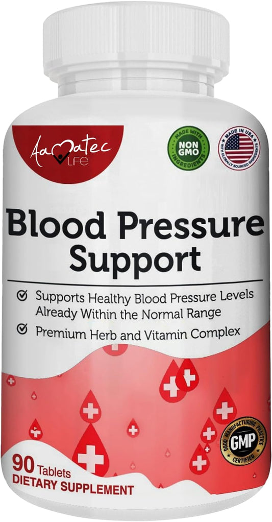 90 Capsules Aamatec Life Blood Pressure Support Supplement - Natural Formula for Heart Health and Wellness