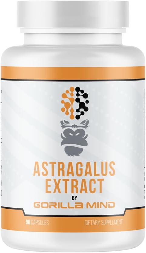 90 Capsules of Gorilla Mind Astragalus 750mg - Boost Immune System and Cardiovascular Health