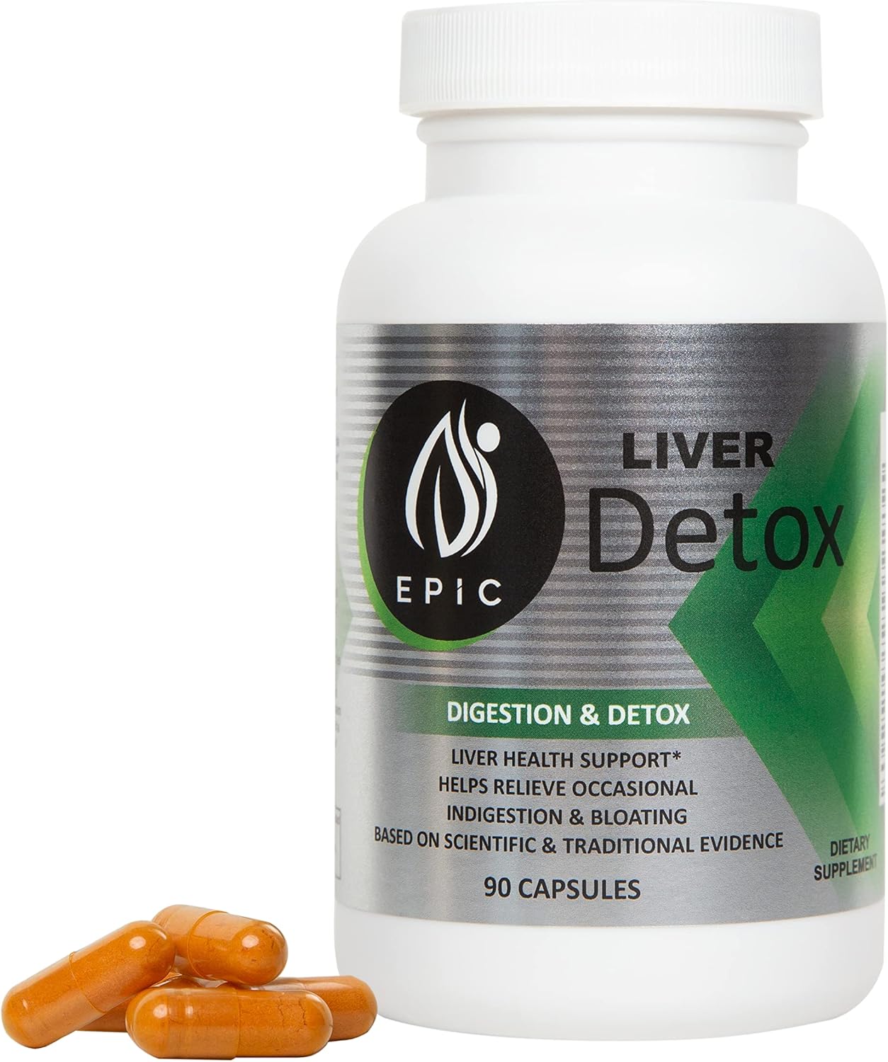 90 Capsules of Maximum Support Liver Detox Supplement with Natural Ingredients - Artichoke Extract, Milk Thistle, Turmeric, Iron, Calcium - Epic Black Label Formula