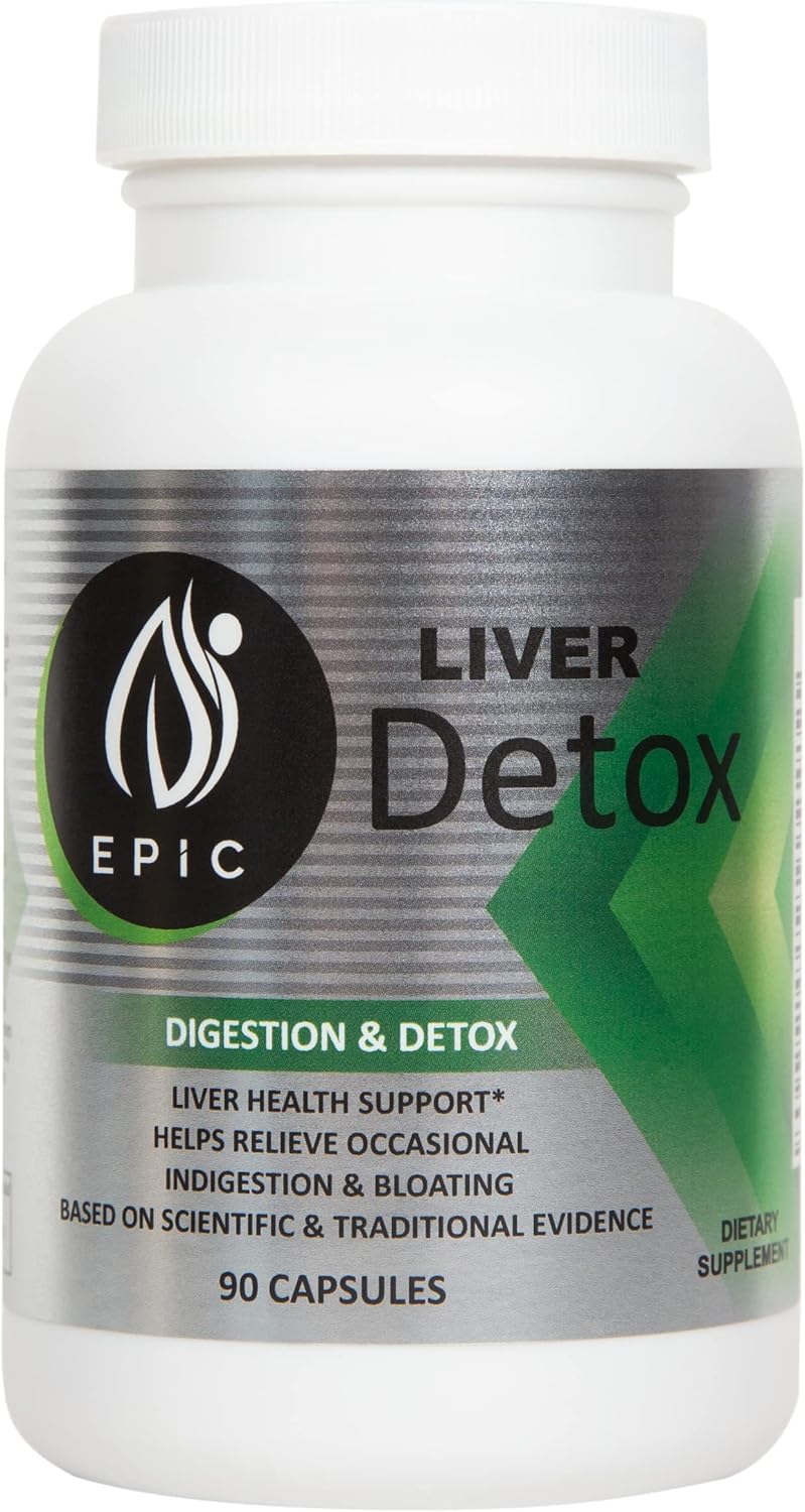 90 Capsules of Maximum Support Liver Detox Supplement with Natural Ingredients - Artichoke Extract, Milk Thistle, Turmeric, Iron, Calcium - Epic Black Label Formula