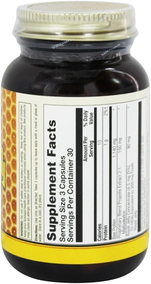 90 Capsules of Montana Bee Pollen Royal Jelly and Propolis Supplement