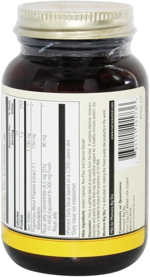 90 Capsules of Montana Bee Pollen Royal Jelly and Propolis Supplement
