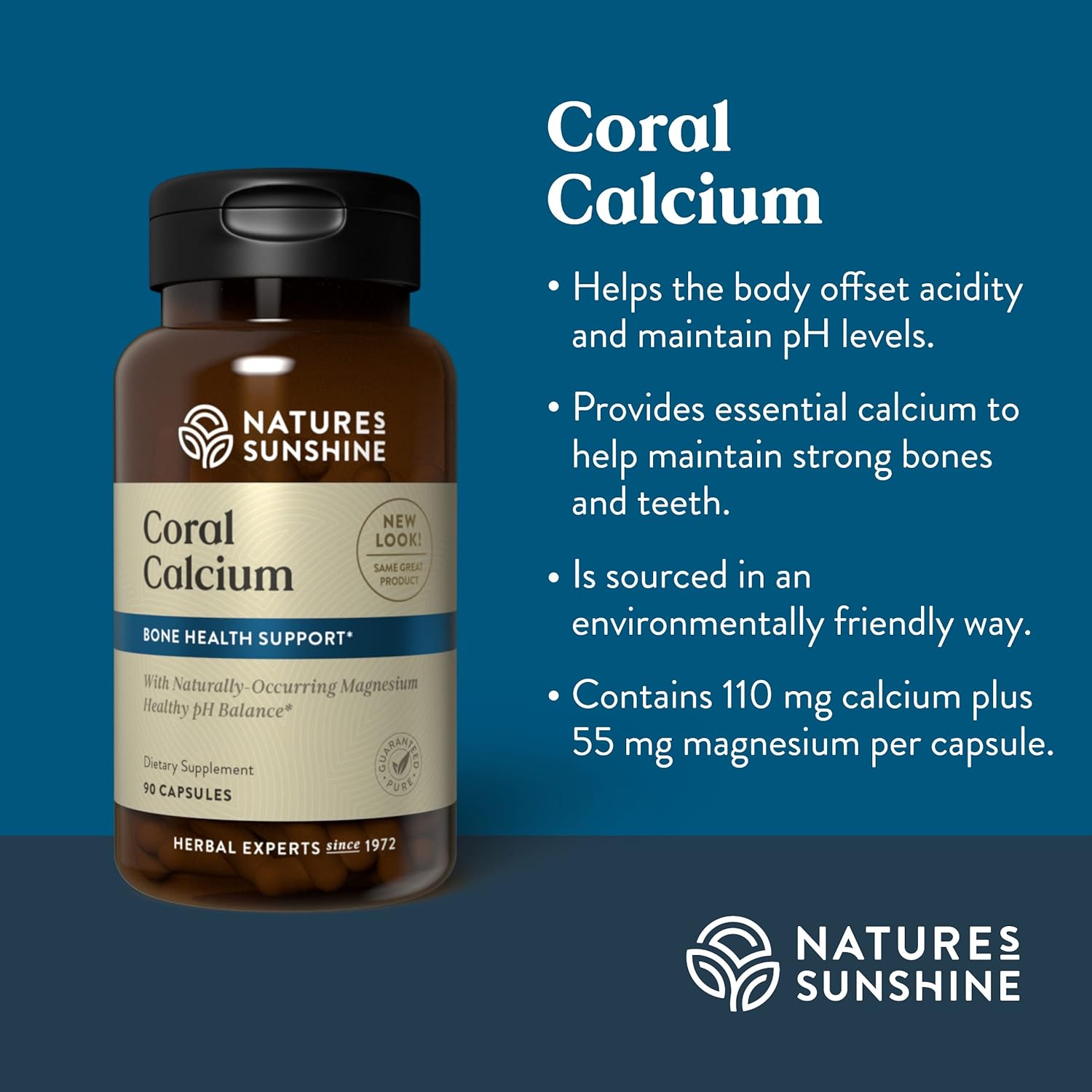 90 Capsules of Nature's Sunshine Coral Calcium for Bone Health and Mineral Support