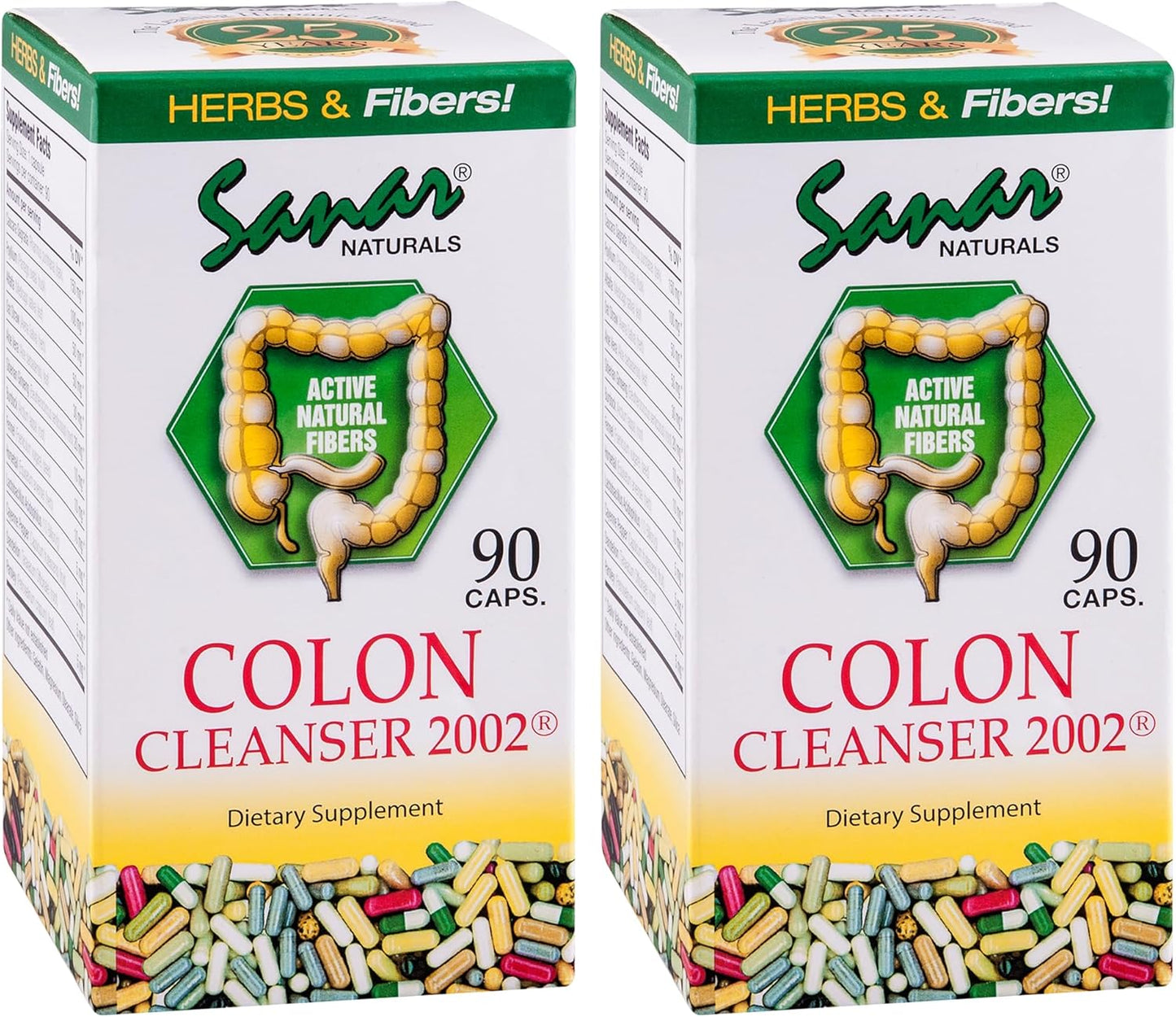 90 Capsules of Sanar Naturals Colon Cleanser (2 Pack) - Dietary Fiber, Herbal & Probiotics Blend for Digestive Support - Colon Cleanse Supplement for Women & Men